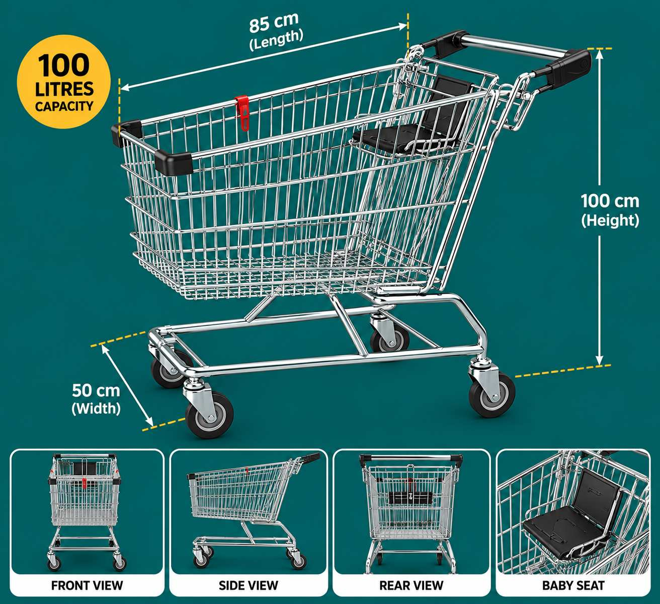 Shopping Trolley 100 Litres with Baby Seat — image 2