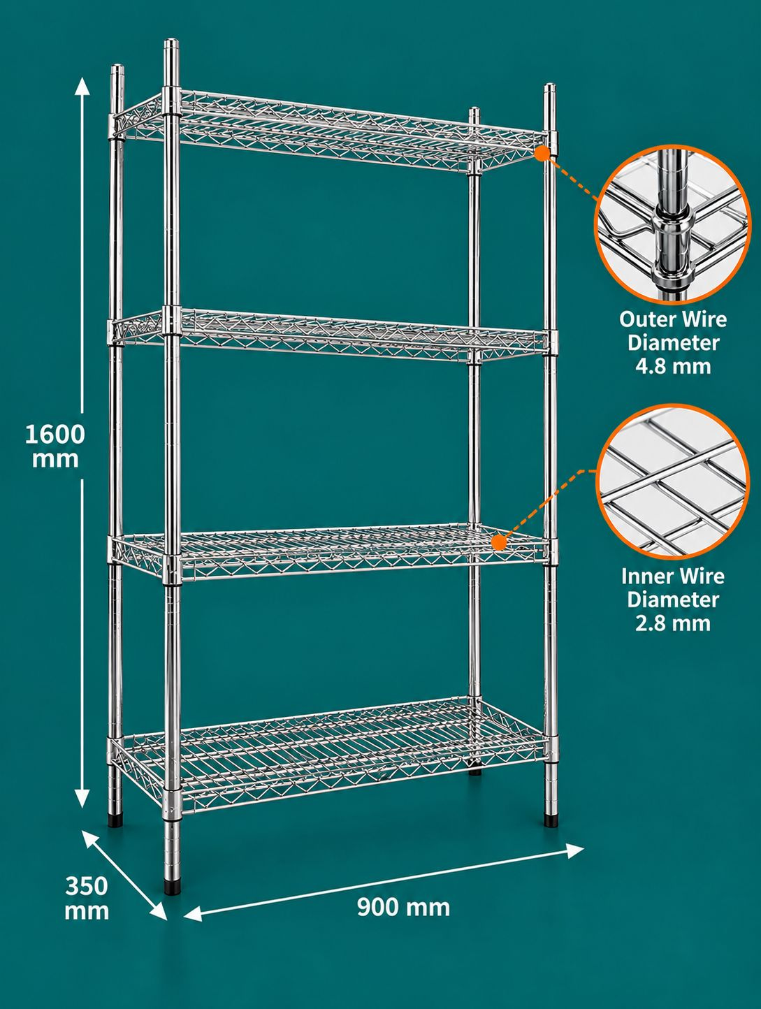Chrome Plated Bread Rack – 4 Mesh Levels — image 3